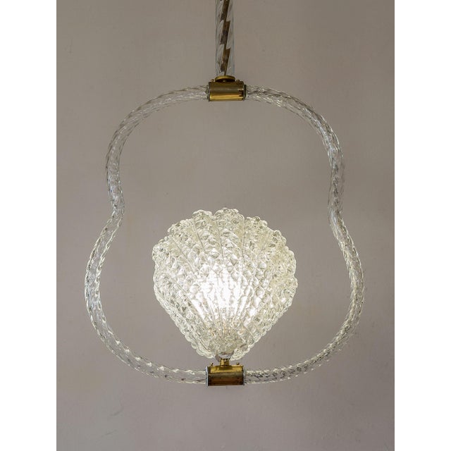 Vintage Art Deco Murano Blown Glass Pendant Light by Ercole Barovier for Barovier & Toso, 1930s For Sale - Image 6 of 11