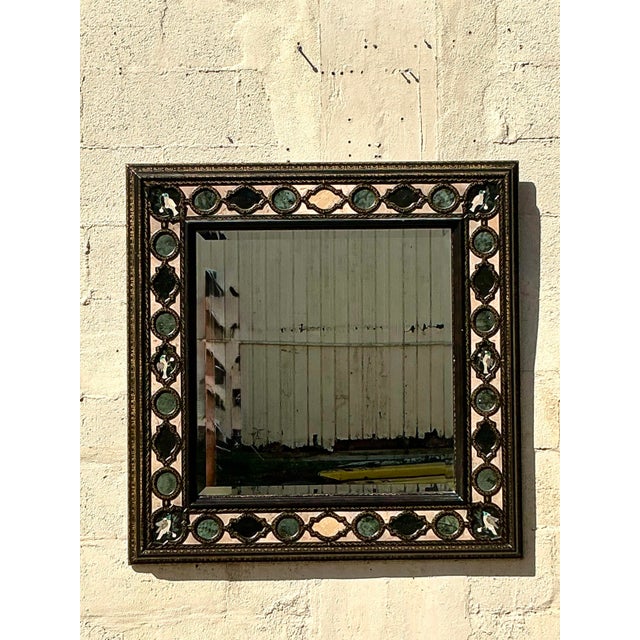 Hollywood Regency Vintage Boho Maitland Smith Specimen Stone Mirror For Sale - Image 3 of 8