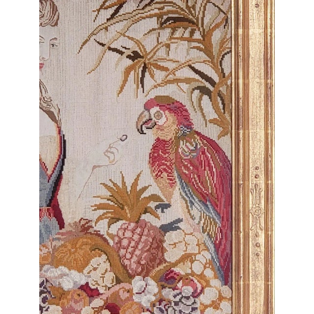 Traditional Framed Needlepoint Picture of a Victorian Lady, England Circa 1880 For Sale - Image 3 of 6