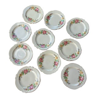 Vintage Homer Laughlin Virgina Rose “Spring Weath” Bread/ Dessert Plates - Set of 10 For Sale