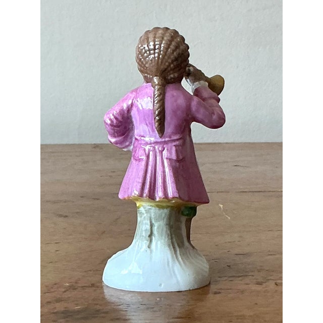 Rococo Vintage Regency Sitzendorf Porcelain Monkey Playing Trumpet For Sale - Image 3 of 6