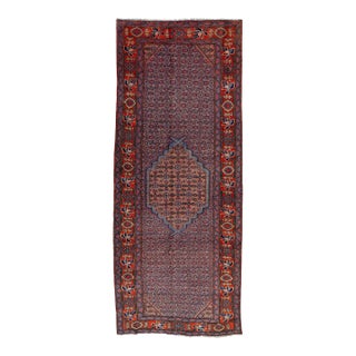 Medallion Motif Persian Mahal Wool Rug in Red and Blue For Sale