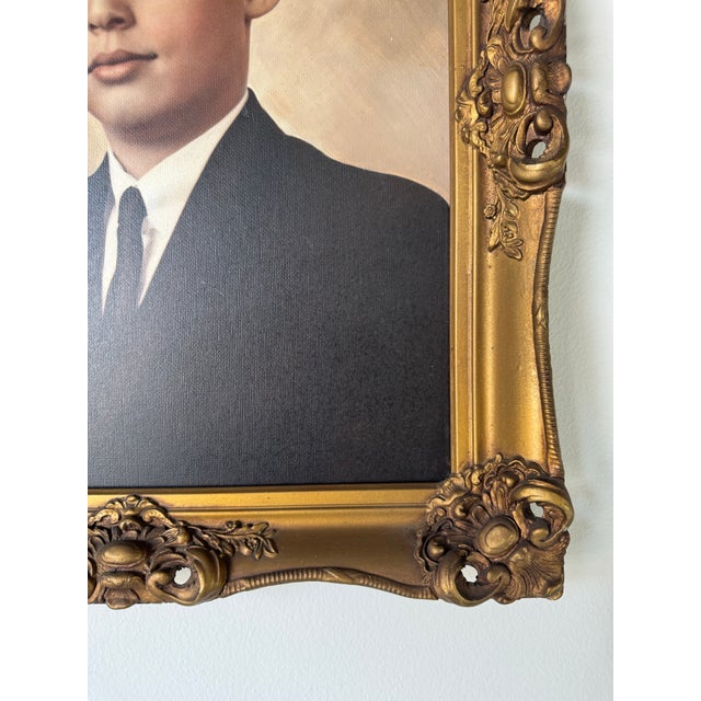 1960's Vassar Vintage Oil on Board Portrait Painting of Young Boy Chairish