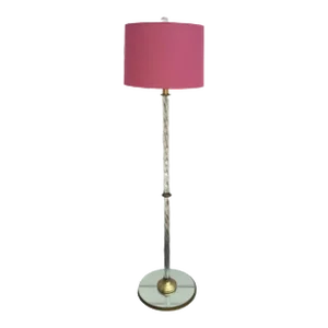 1930s Brass and Crystal Floor Lamp