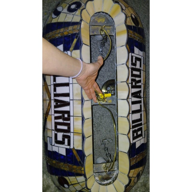 1990sVerified Ram Cf-50 Blue/Cream Tiffany Glass Billiards Light — Tested — Uncommon Blue/Cream Colorway For Sale In Washington DC - Image 6 of 9