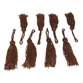 Kim Seybert Classic Amber Topaz Beaded Tassel Napkin Rings - Set of 8 For Sale