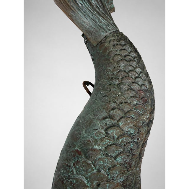 Metal Italian Verdigris Copper Dolphin Lavabo With Shell Basin C. 1900 For Sale - Image 7 of 11