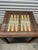 Mid-Century Modern Vintage Parsons Style Needlepoint Backgammon Game Table For Sale - Image 3 of 12