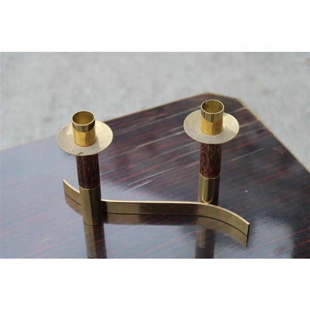 1950s Italian Brass Rosewood Candleholder, 1950s For Sale - Image 5 of 7