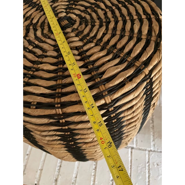Boho Chic Black Weave Ottoman or Footstool From Pier 1 For Sale - Image 3 of 11