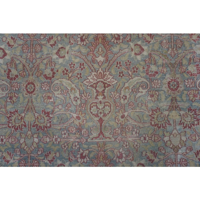 1920s Blue Floral Antique Persian Moud Rug 10'1"x13'7" Handknotted Wool Carpet For Sale - Image 9 of 9