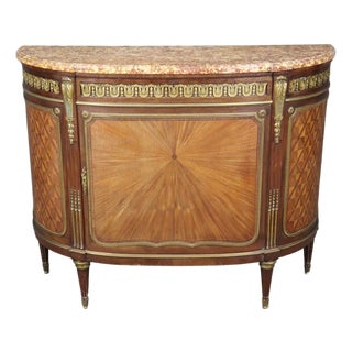 Fine Breche Marble Top Paul Sormani Attributed Bronze Mounted Inlaid Commode For Sale