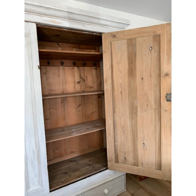 Early 19th Century Antique Whitewashed Pine Armoire Cabinet For Sale - Image 12 of 13