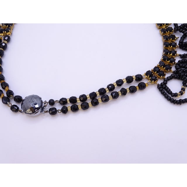 20th Century Art Deco Gold-Plated Collar in Azabache and Crystals, 1930s For Sale - Image 6 of 17