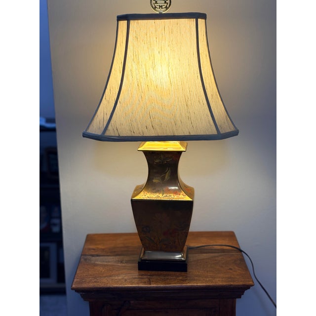 Vintage Morris Greenspan Chinoiserie Gold Lamp For Sale In Detroit - Image 6 of 16
