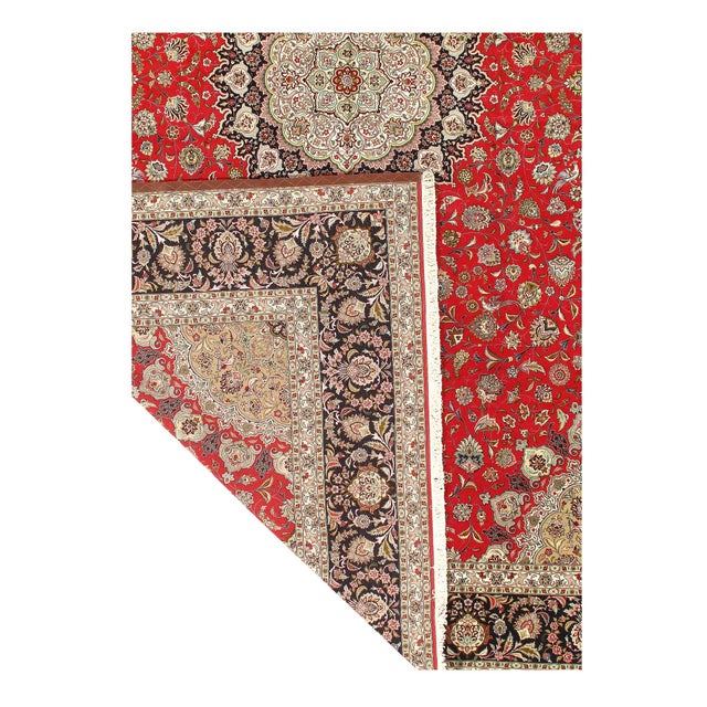 Traditional Pasargad DC Red Handmade Silk & Wool Rug For Sale - Image 3 of 5