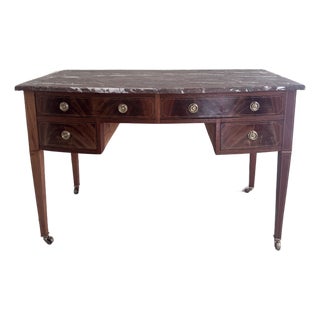 Late 19th Century Inlaid Mahogany Marble Top Dressing Table/Desk For Sale