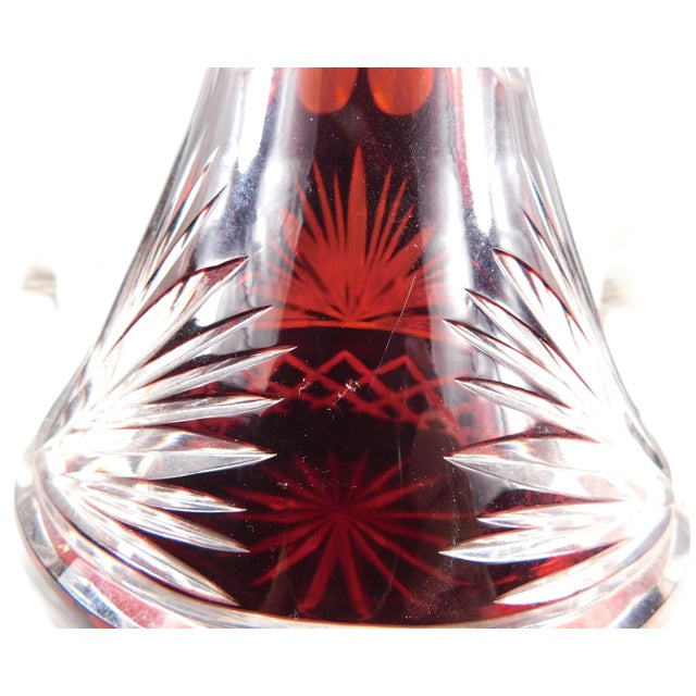 1940s Red Cut to Clear Decanter For Sale In San Francisco - Image 6 of 7
