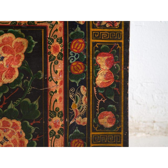 Wood Antique Chinese Painted Trunk For Sale - Image 7 of 11