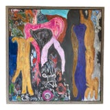 Large Framed Modern Abstract Painting For Sale