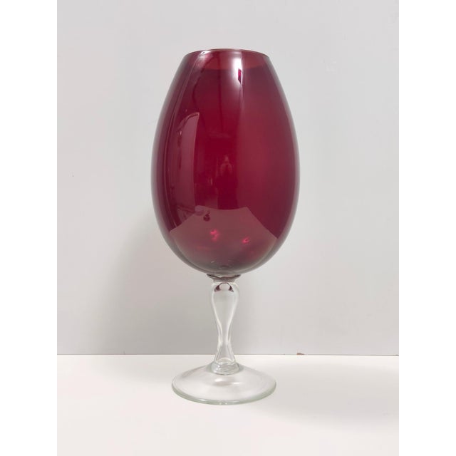 Large Vintage Crimson Hand-Blown Glass Vase, 1960s For Sale - Image 10 of 10