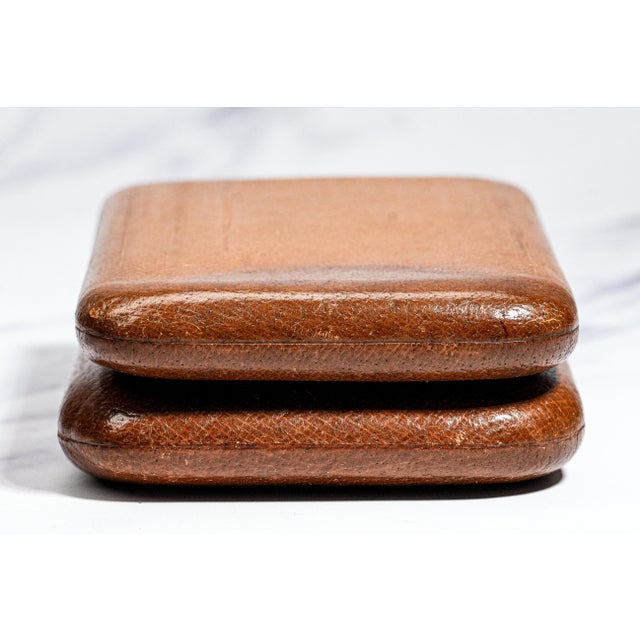 Superb Large Asprey & Co. Antique Art Deco Leather 9kt Gold Cigar Case Tobacciana For Sale - Image 11 of 16