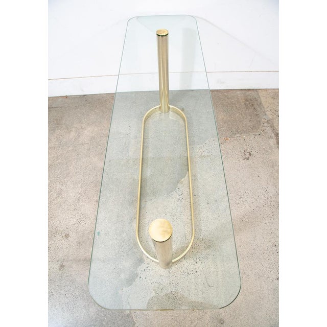 Mid Century Modern Console Table Entry Sofa Metal Brass Glass Vintage Floating For Sale - Image 10 of 12