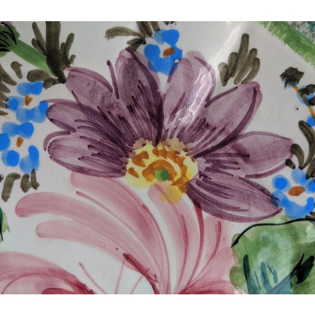 White Vintage Italian Nove Rose Handpainted Botanical Floral Porcelain Ceramic Decorative Plate 13 X 13 For Sale - Image 8 of 11