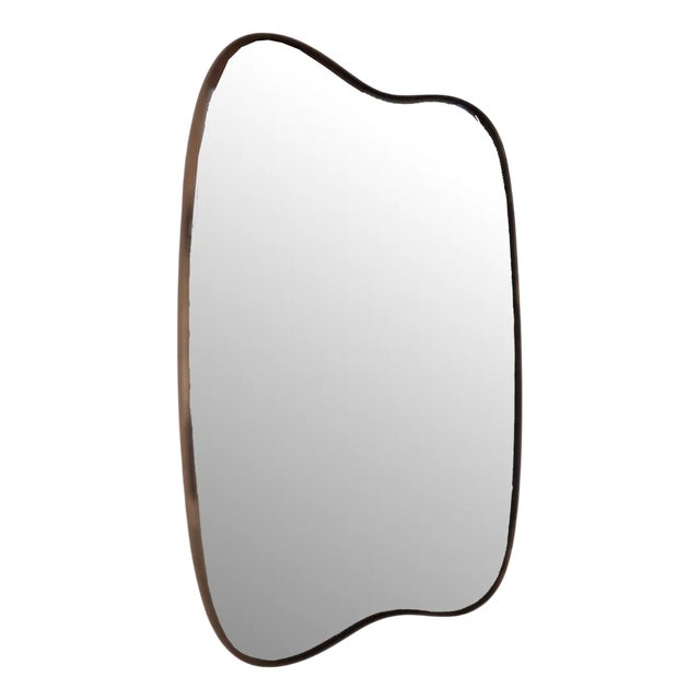 Mid-Century Italian Brass Wall Mirror attributed to Gio Ponti, Italy, 1950s For Sale