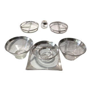 Dorothy Thorpe Silver Rim Serving Entertainment Assorted Set of 8 For Sale