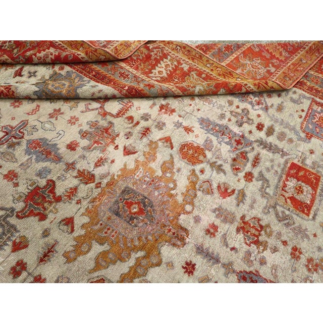 Ivory Galerie Shabab Collection Early 20th Century Turkish Oushak Room Size Carpet For Sale - Image 8 of 8