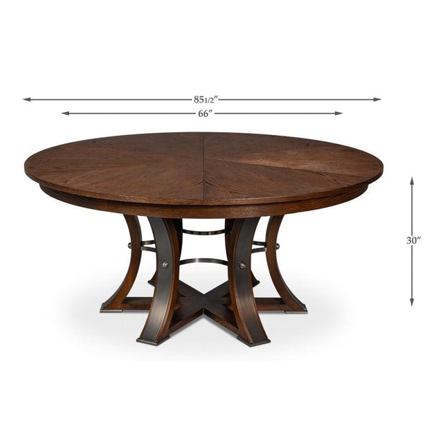 Transitional Round Jupe Dining Table, Large – Warm Brown Oak For Sale - Image 12 of 12
