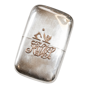 Exceptional Antique English Victorian Sterling Silver and 9k Gold Cigar Case Tobacciana Armorial Coat of Arms