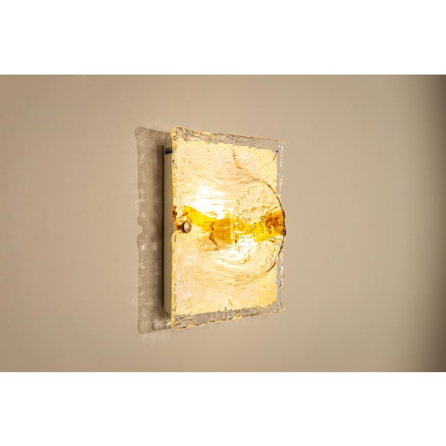 Glass Cristal and Yellow Quilt Wall Lamps by Toni Zuccheri for Venini, Italy, 1970s, Set of 4 For Sale - Image 7 of 18