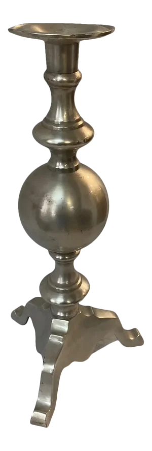 Vintage Maitland Smith Brass With Silver Finish Candle Holder