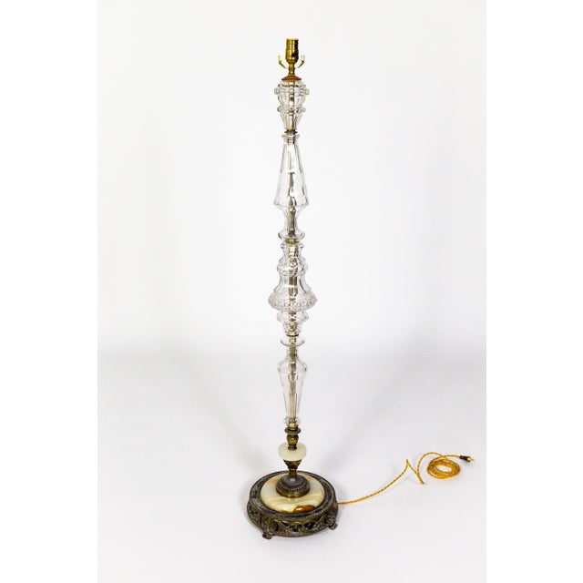 Cut Glass Column Floor Lamp With Victorian Marble & Metal ...