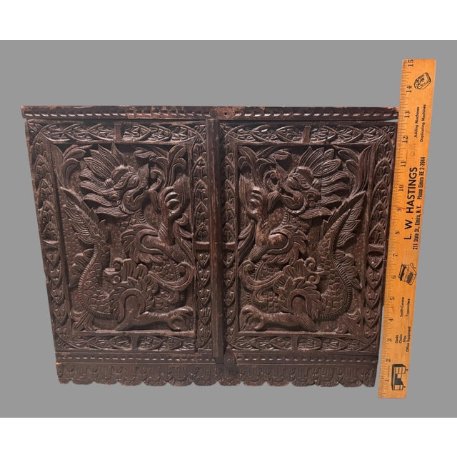 Antique Oriental Double Door Cabinet Rotating Doors With Carved Dragons For Sale - Image 9 of 9