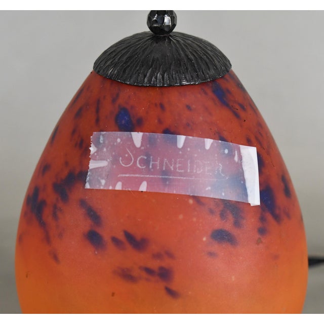 Burnt Orange French Art Deco Night Lamp by Charles Schneider - 1920s France For Sale - Image 8 of 9
