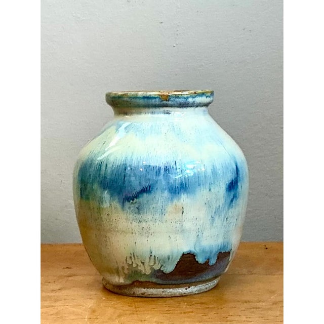 Vintage Blue and White Pottery Vase For Sale In West Palm - Image 6 of 12