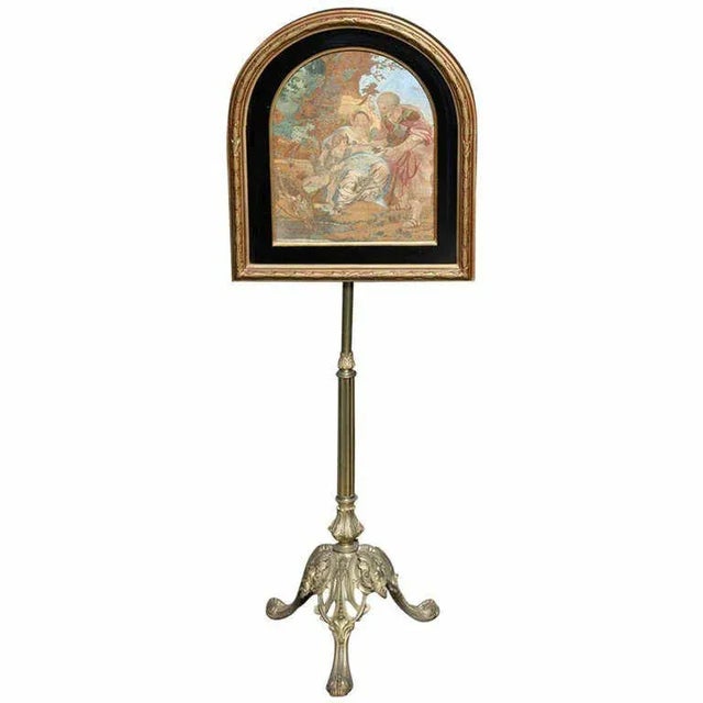 18th/19th C. Gilt Framed Silk Needlework Painting on a Brass Stand- Extraordinary Piece For Sale In West Palm - Image 6 of 6
