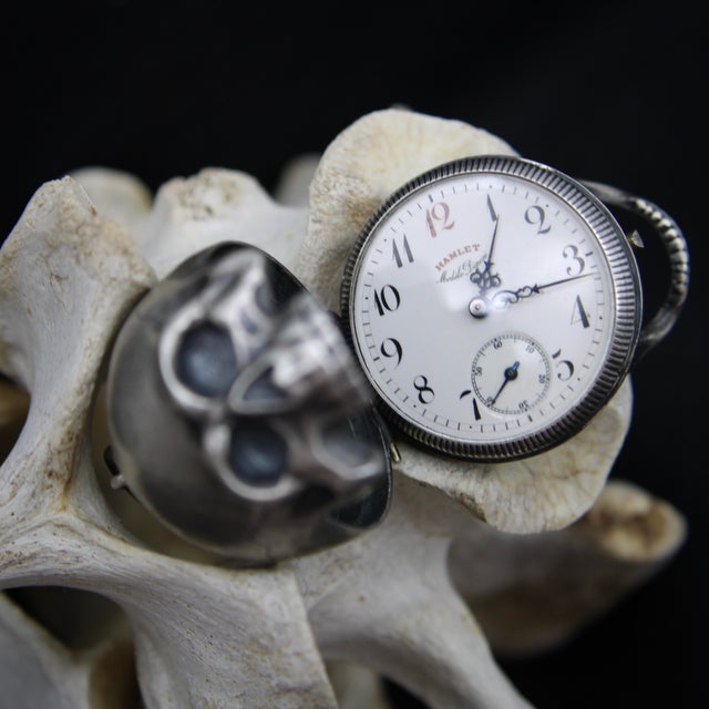 Paul Ditisheim Silver Hamlet Skull Pocket Watch Circa 1915 For Sale - Image 9 of 13
