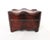 Chestnut Small Handcrafted Triple Hump Leather Jewelry Box Italy For Sale - Image 8 of 10