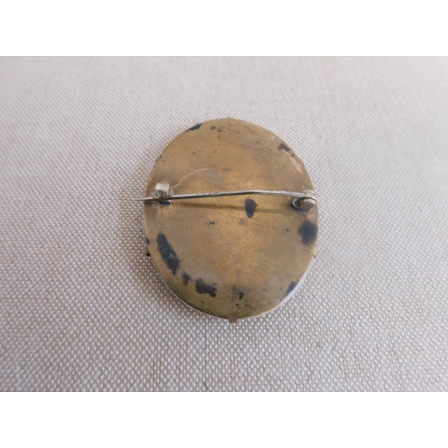 Art Nouveau Hand-Painted Limoges Porcelain Gold and Turquoise Bird Brooch Pin For Sale - Image 4 of 5