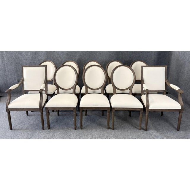11 Piece Restoration Hardware Dining Set With 9-12ft Table and French Chairs For Sale - Image 9 of 18