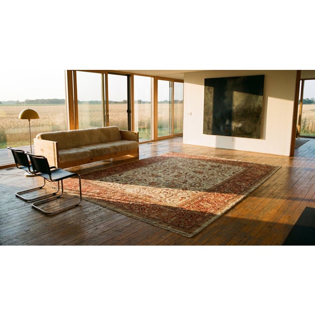 Red Phenomenal Ivory Color With Great Medallion Design Antique Sultanabad Rug For Sale - Image 8 of 9
