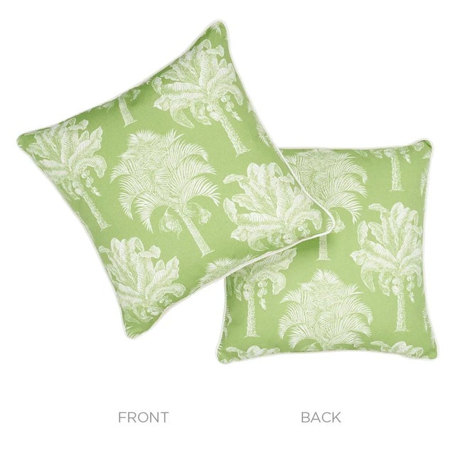 Hollywood Regency Schumacher Grand Palms Indoor/Outdoor Pillow 22" x 22" in Green For Sale - Image 3 of 5