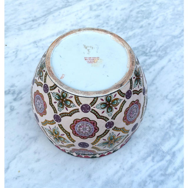 1970s Vintage Porcelain Chinoiserie Fish Bowl Planter For Sale - Image 5 of 6