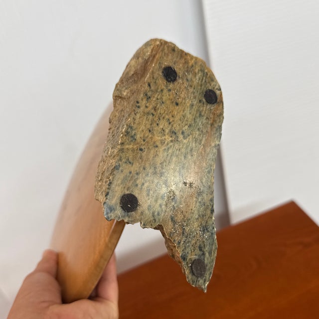 Reclaimed Live Edge Wood Sculpture + Stone Base For Sale - Image 10 of 12