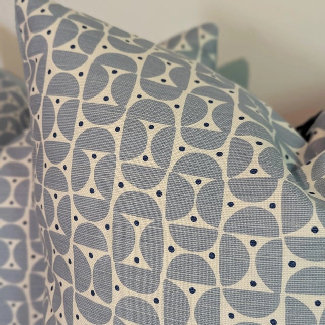 2020s Schumacher Blue Mezza Luna 20" Pillows - Set of 2 For Sale - Image 5 of 6