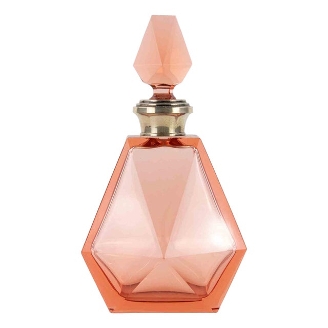 Art Deco Czechoslovakian Carafe in Pink Art Glass by Moser, 1920s For Sale